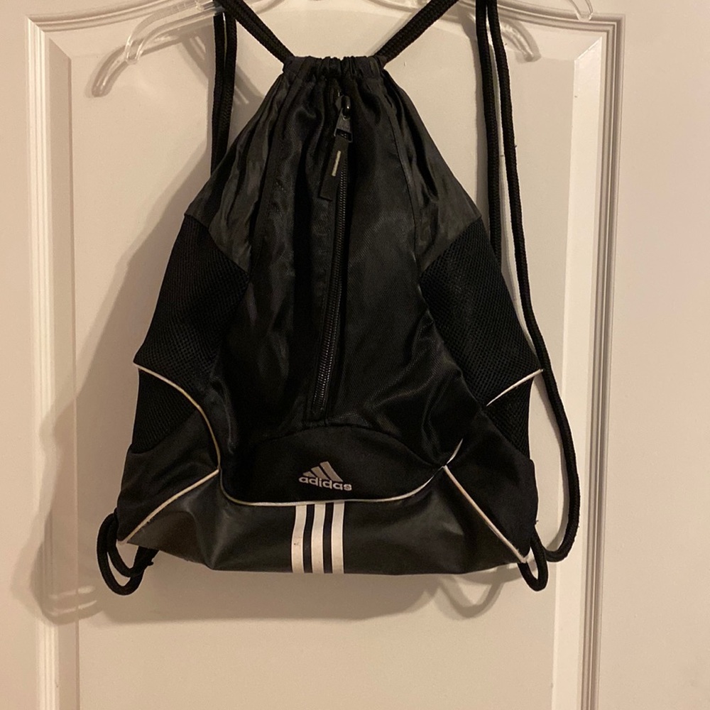 Black Adidas drawstring sport bag